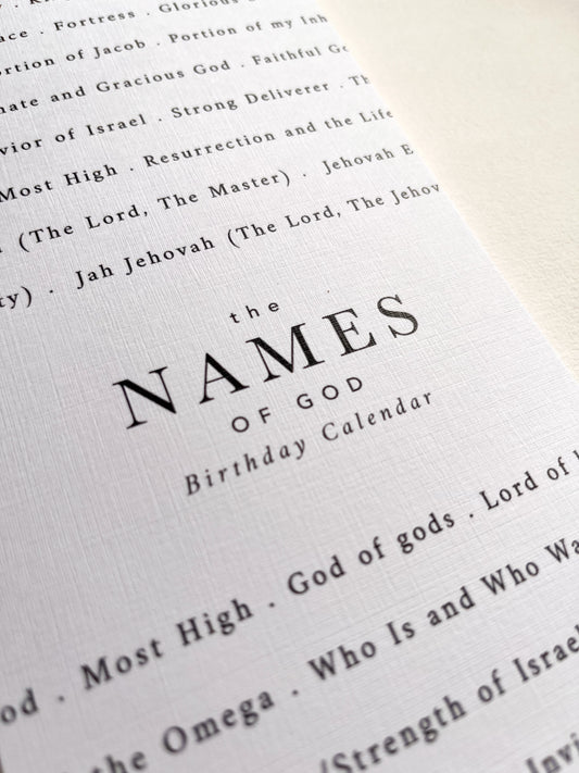 “The Names of God” Birthday Calendar